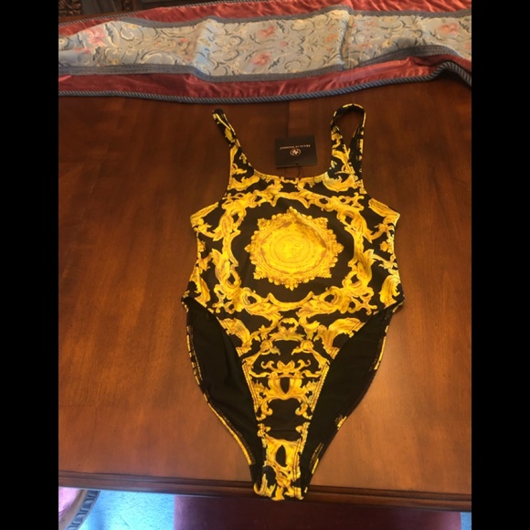 No. 1 Los Angeles House of Sherrida Woman’s Gold One Piece Swimsuit.  Sz M. NWT - Picture 1 of 2